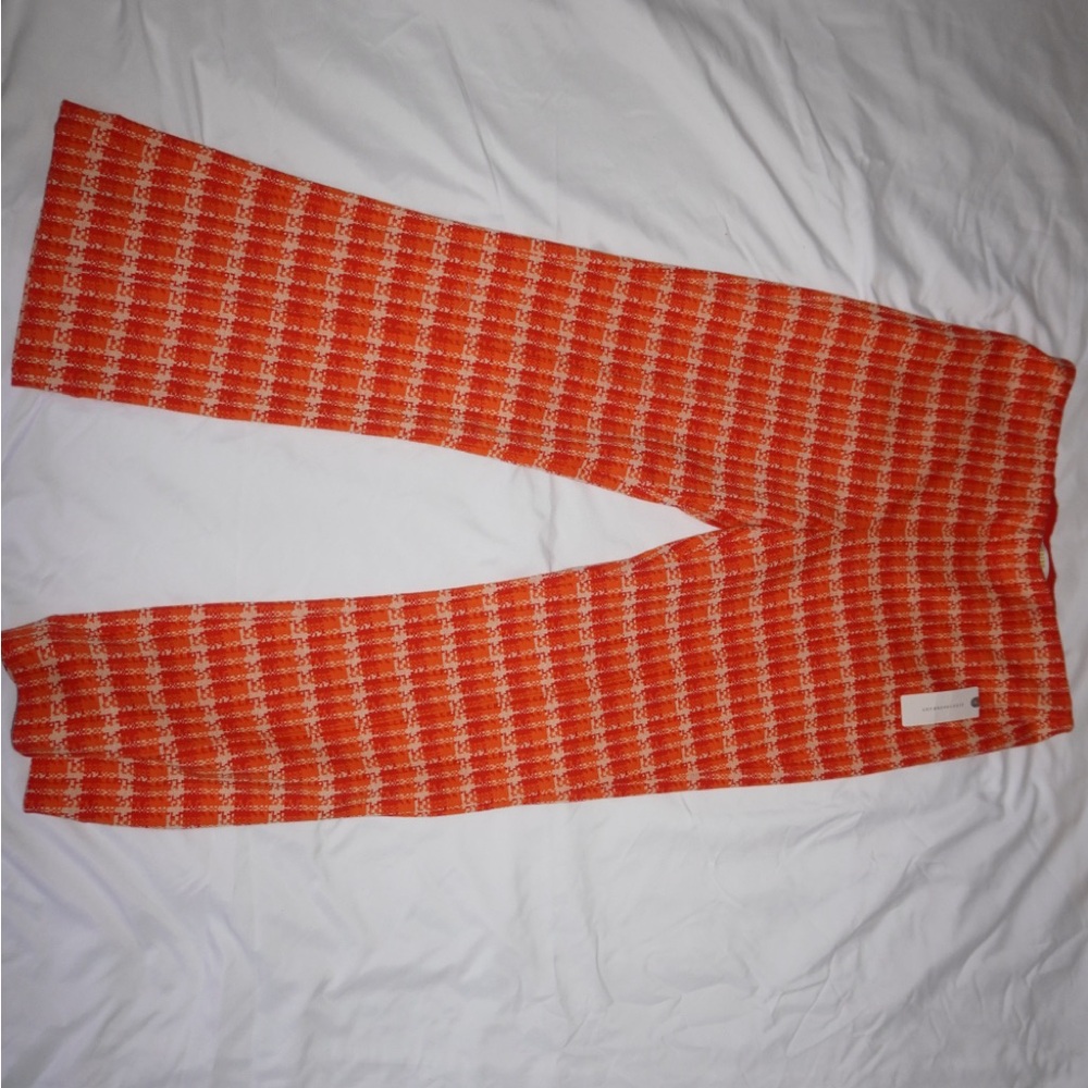 Anthropologie Orange and Cream Flare Pants